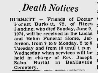 Forest Burkett obituary